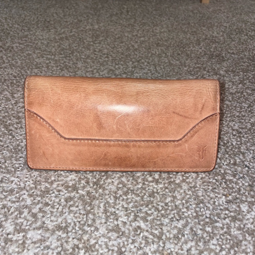 FRYE AND CO. Tan/ Pink Leather Trifold Wallet